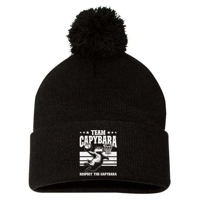 Team Capybara Funny Retro Rodent Capybara Playing Pom Pom 12in Knit Beanie