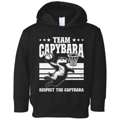 Team Capybara Funny Retro Rodent Capybara Playing Toddler Hoodie