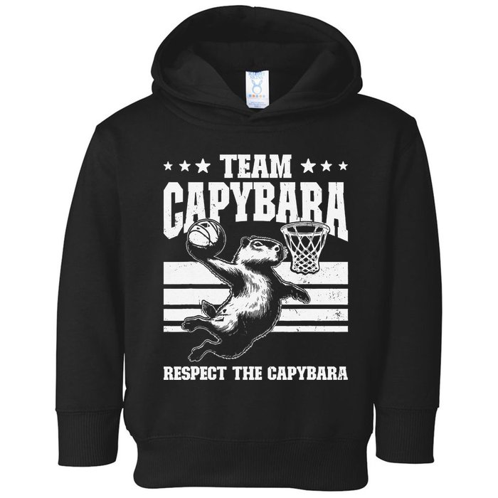 Team Capybara Funny Retro Rodent Capybara Playing Toddler Hoodie