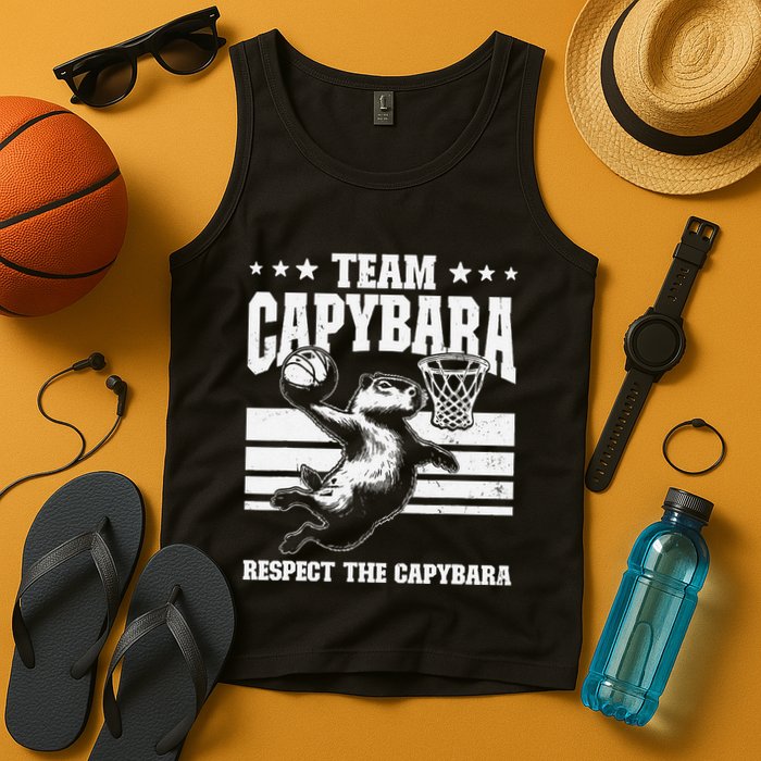 Team Capybara Funny Retro Rodent Capybara Playing Tank Top