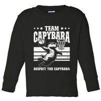 Team Capybara Funny Retro Rodent Capybara Playing Toddler Long Sleeve Shirt