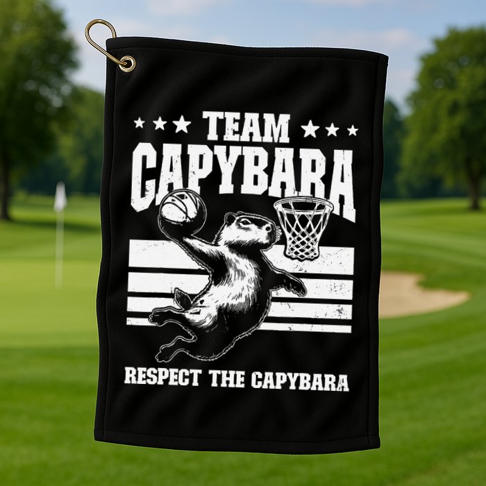 Team Capybara Funny Retro Rodent Capybara Playing Golf Towel