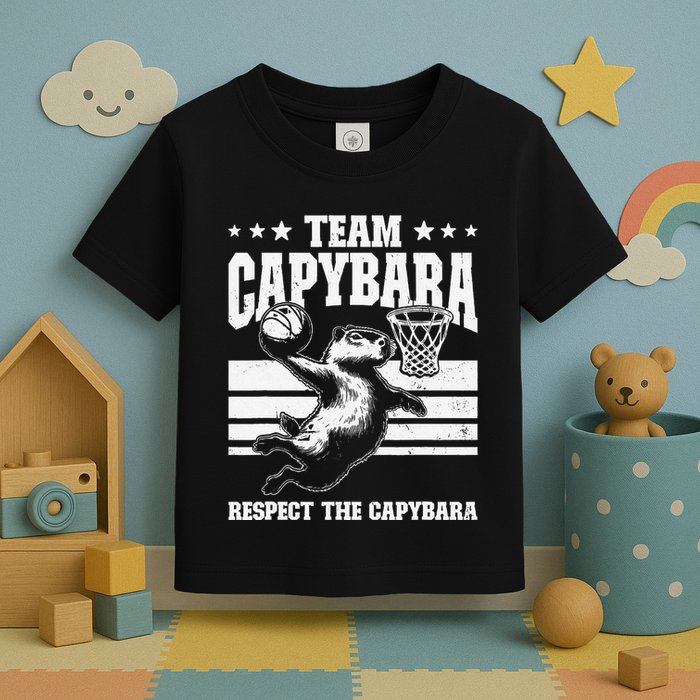 Team Capybara Funny Retro Rodent Capybara Playing Toddler T-Shirt