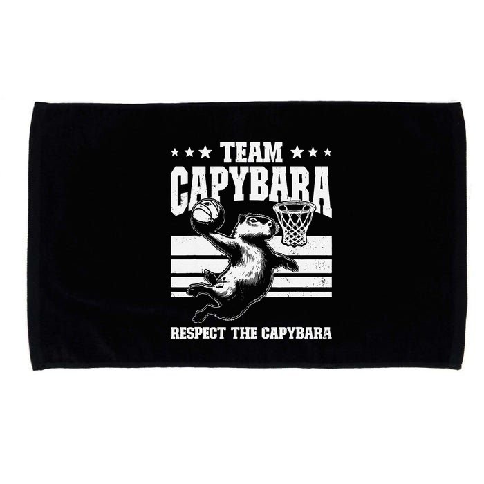 Team Capybara Funny Retro Rodent Capybara Playing Microfiber Hand Towel