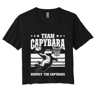 Team Capybara Funny Retro Rodent Capybara Playing Crop Top