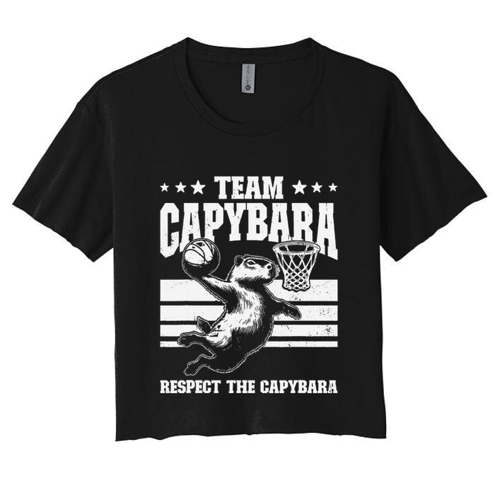 Team Capybara Funny Retro Rodent Capybara Playing Crop Top
