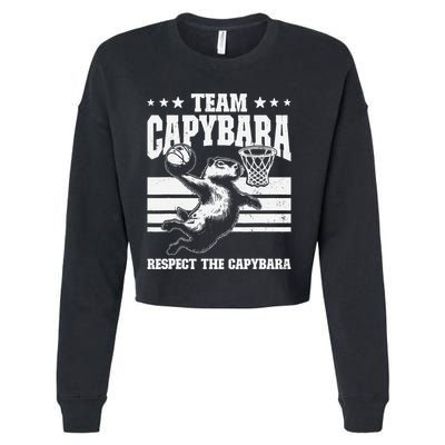 Team Capybara Funny Retro Rodent Capybara Playing Cropped Pullover Crew