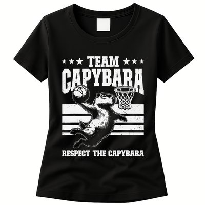 Team Capybara Funny Retro Rodent Capybara Playing Womens T-Shirt