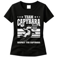 Team Capybara Funny Retro Rodent Capybara Playing Womens T-Shirt