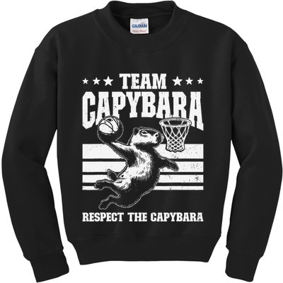 Team Capybara Funny Retro Rodent Capybara Playing Kids Sweatshirt