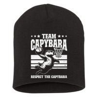 Team Capybara Funny Retro Rodent Capybara Playing Short Acrylic Beanie