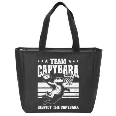 Team Capybara Funny Retro Rodent Capybara Playing Zip Tote Bag