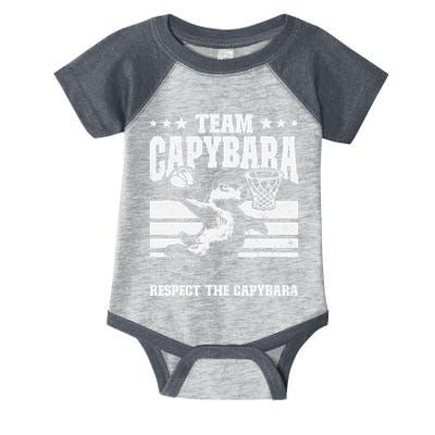 Team Capybara Funny Retro Rodent Capybara Playing Infant Baby Jersey Bodysuit