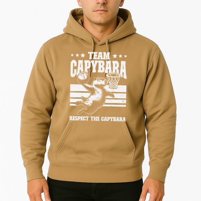Team Capybara Funny Retro Rodent Capybara Playing Hoodie