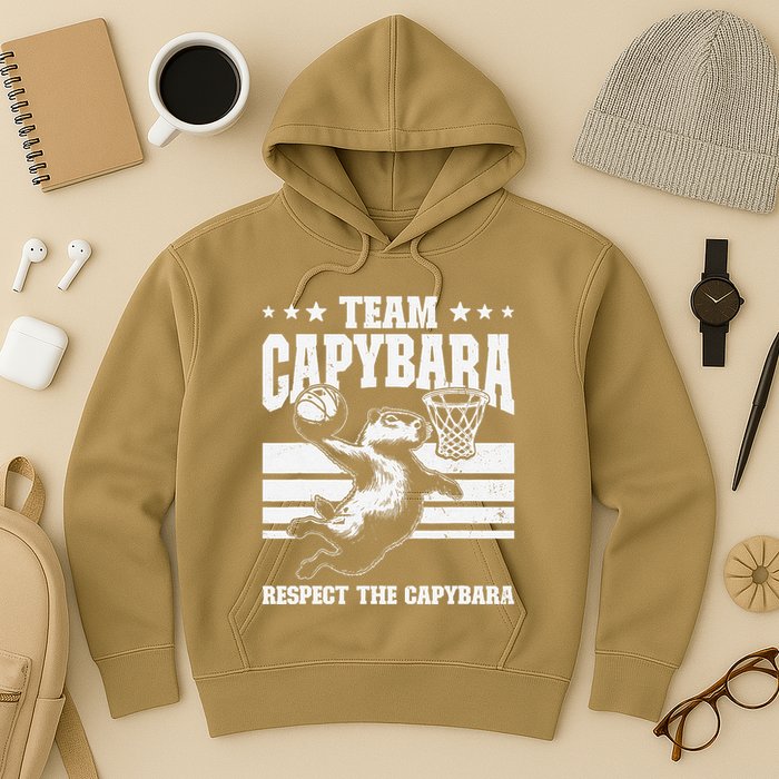Team Capybara Funny Retro Rodent Capybara Playing Hoodie