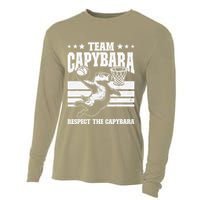 Team Capybara Funny Retro Rodent Capybara Playing Cooling Performance Long Sleeve Crew