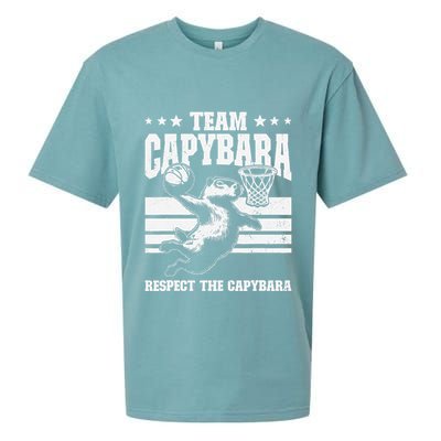 Team Capybara Funny Retro Rodent Capybara Playing Sueded Cloud Jersey T-Shirt