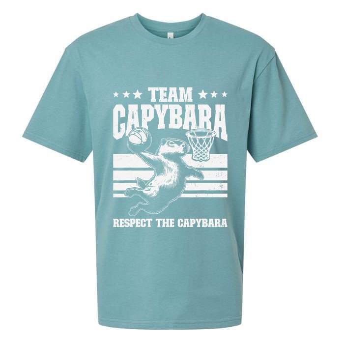 Team Capybara Funny Retro Rodent Capybara Playing Sueded Cloud Jersey T-Shirt