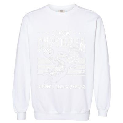 Team Capybara Funny Retro Rodent Capybara Playing Garment-Dyed Sweatshirt