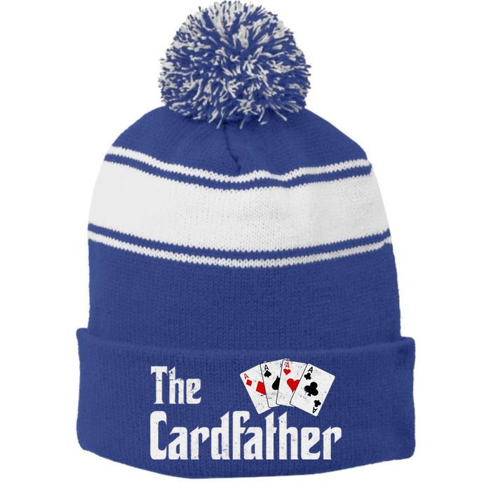 The Card Father Poker Game Cards Stripe Pom Pom Beanie