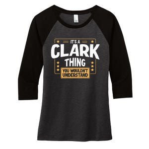 Team Clark Family Member Women's Tri-Blend 3/4-Sleeve Raglan Shirt