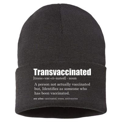 Transvaccinated Classic Funny Definition Meaning Sustainable Knit Beanie
