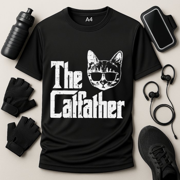 The Cat Father Funny Cat Dad Movie Pun Papa Cooling Performance Crew T-Shirt