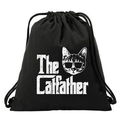 The Cat Father Funny Cat Dad Movie Pun Papa Drawstring Bag