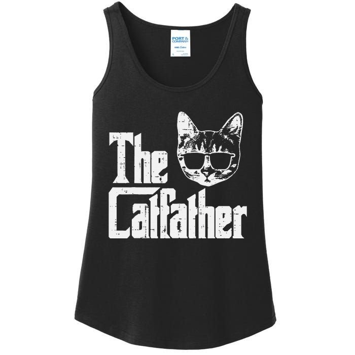 The Cat Father Funny Cat Dad Movie Pun Papa Ladies Essential Tank