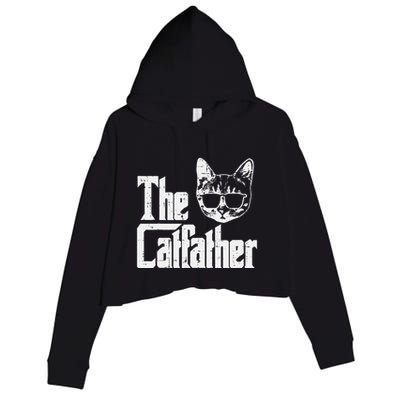 The Cat Father Funny Cat Dad Movie Pun Papa Crop Fleece Hoodie