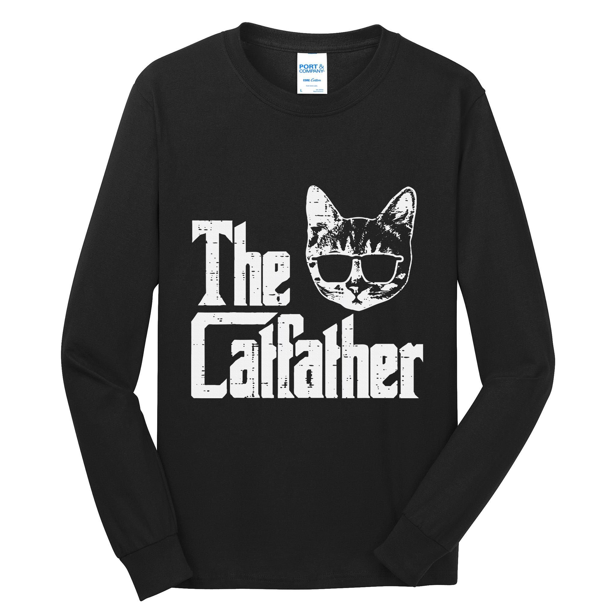 The Cat Father Funny Cat Dad Movie Pun Papa Tall Long Sleeve T-Shirt