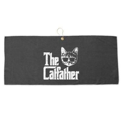 The Cat Father Funny Cat Dad Movie Pun Papa Large Microfiber Waffle Golf Towel