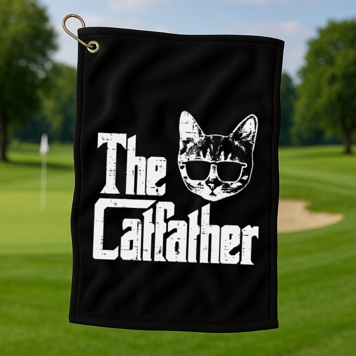 The Cat Father Funny Cat Dad Movie Pun Papa Golf Towel