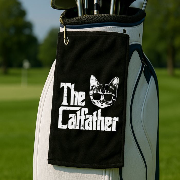 The Cat Father Funny Cat Dad Movie Pun Papa Golf Towel
