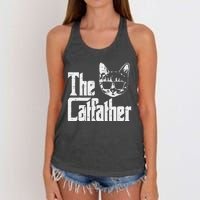 The Cat Father Funny Cat Dad Movie Pun Papa Women's Knotted Racerback Tank