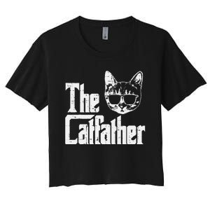 The Cat Father Funny Cat Dad Movie Pun Papa Women's Crop Top Tee