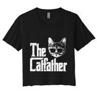 The Cat Father Funny Cat Dad Movie Pun Papa Women's Crop Top Tee