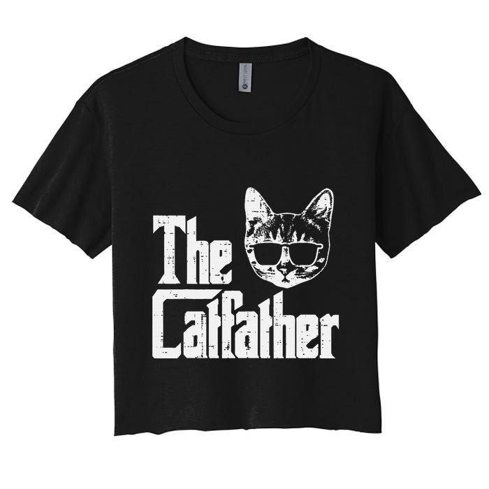 The Cat Father Funny Cat Dad Movie Pun Papa Women's Crop Top Tee