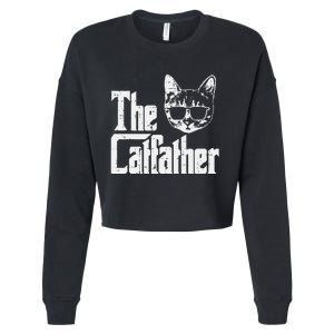 The Cat Father Funny Cat Dad Movie Pun Papa Cropped Pullover Crew