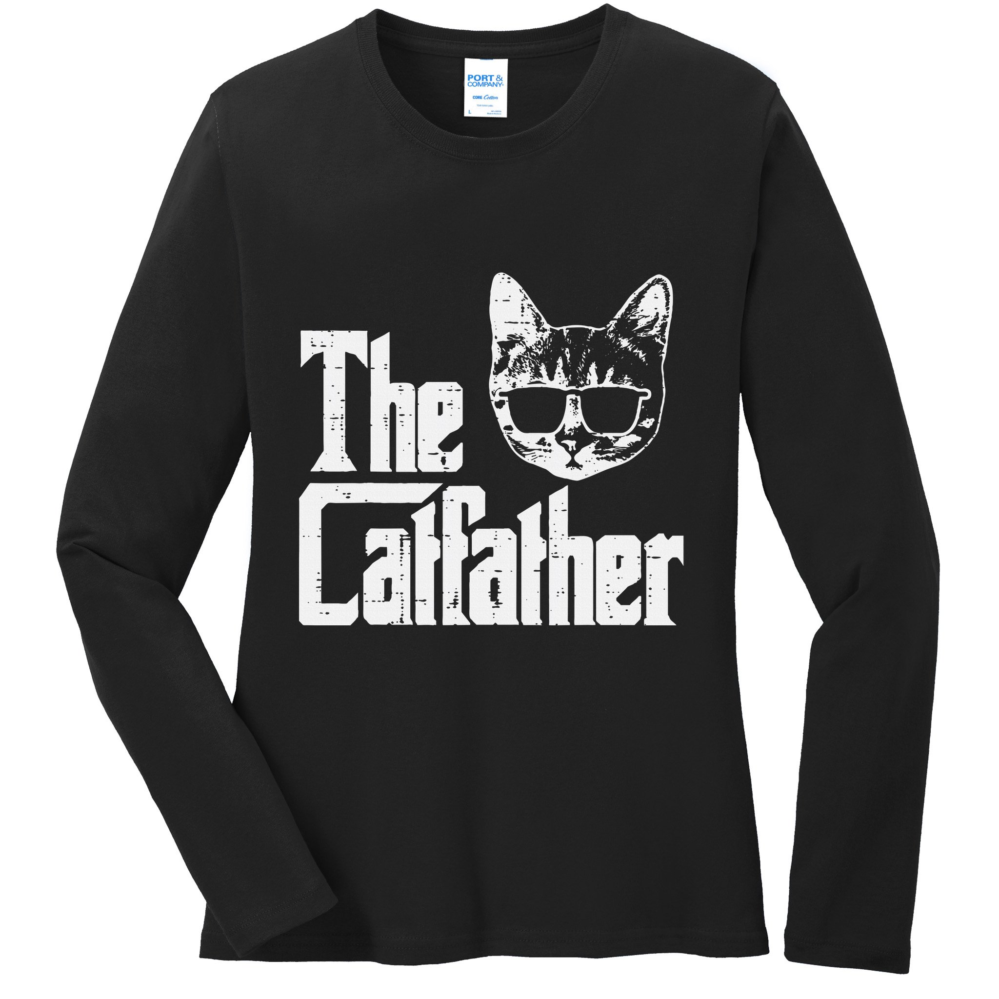 The Cat Father Funny Cat Dad Movie Pun Papa Ladies Long Sleeve Shirt