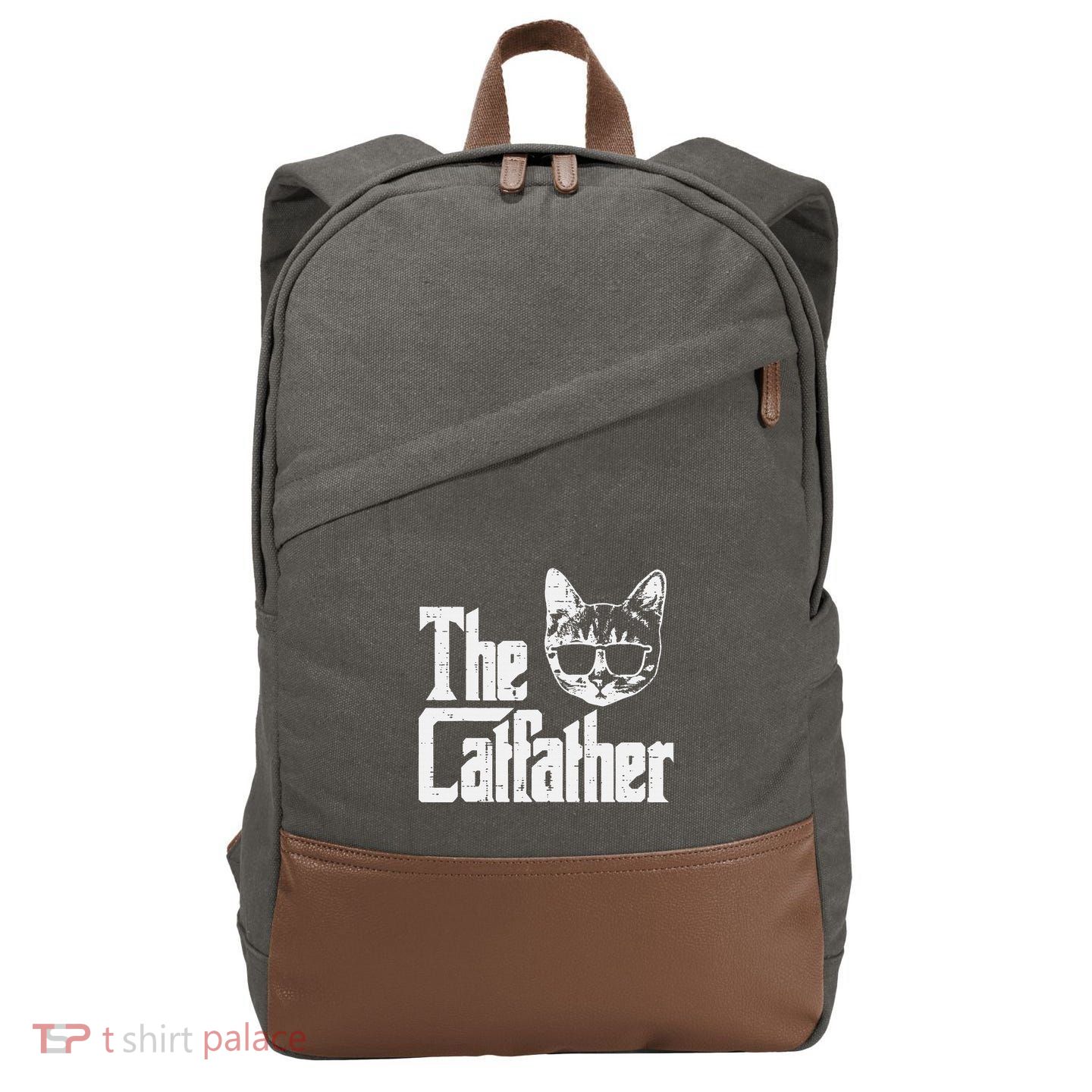 The Cat Father Funny Cat Dad Movie Pun Papa Cotton Canvas Backpack