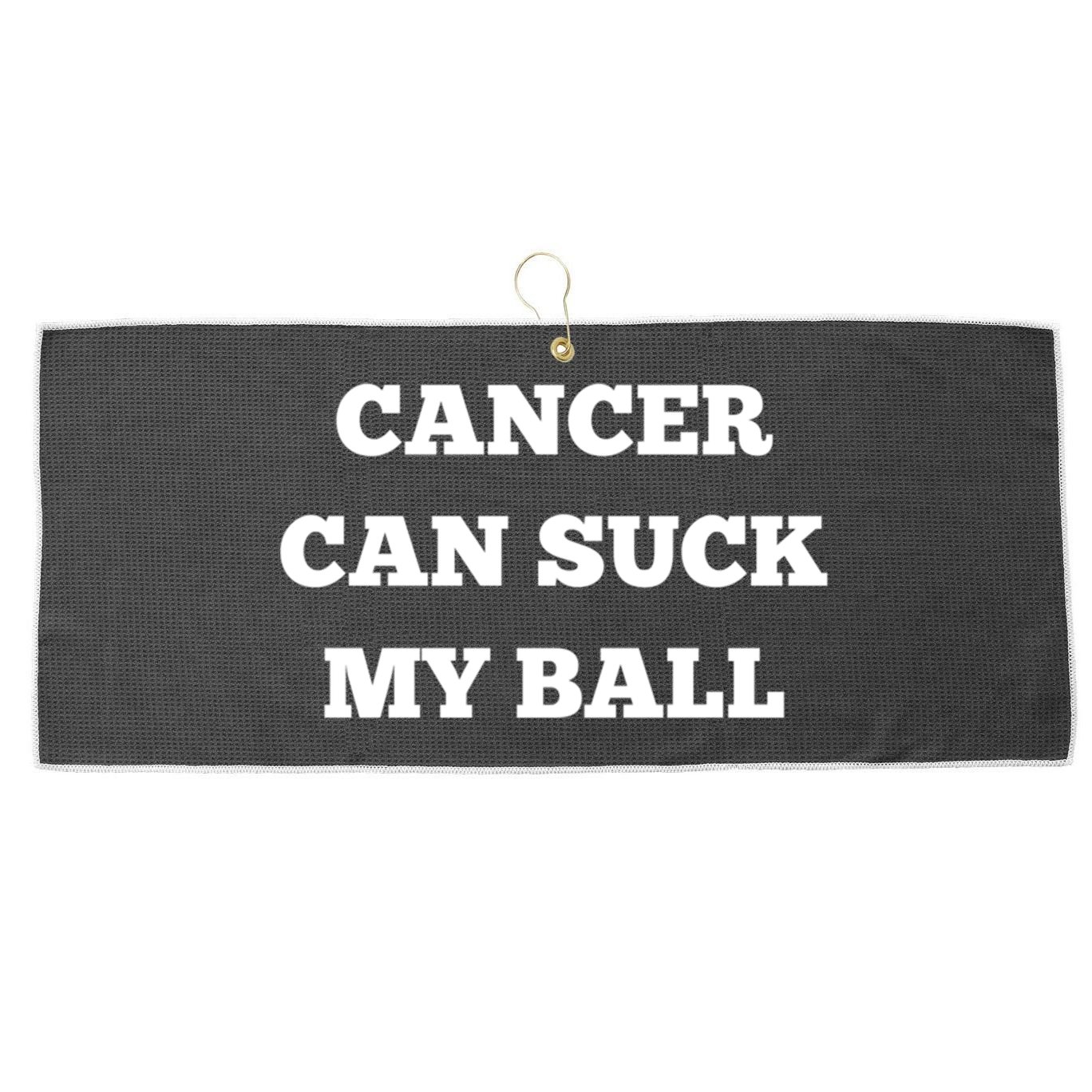Testicular Cancer Funny Survivor Cancer Can Suck My Ball Meaningful Gift Large Microfiber Waffle Golf Towel