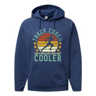 Track Coach | Funny Track and Field Running Coach Gift Performance Fleece Hoodie