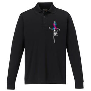 Thyroid Cancer Faith Thyroid Cancer Awareness Support Cool Gift Performance Long Sleeve Polo