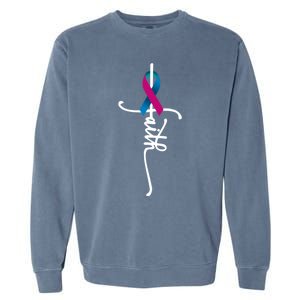 Thyroid Cancer Faith Thyroid Cancer Awareness Support Cool Gift Garment-Dyed Sweatshirt