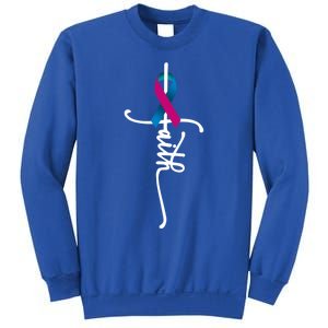 Thyroid Cancer Faith Thyroid Cancer Awareness Support Cool Gift Sweatshirt