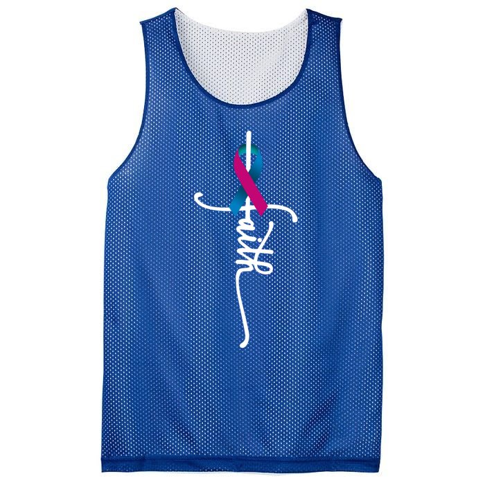 Thyroid Cancer Faith Thyroid Cancer Awareness Support Cool Gift Mesh Reversible Basketball Jersey Tank