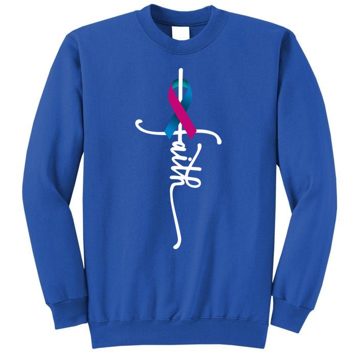 Thyroid Cancer Faith Thyroid Cancer Awareness Support Cool Gift Tall Sweatshirt