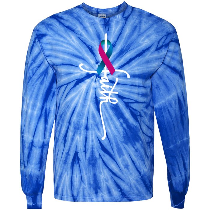 Thyroid Cancer Faith Thyroid Cancer Awareness Support Cool Gift Tie-Dye Long Sleeve Shirt