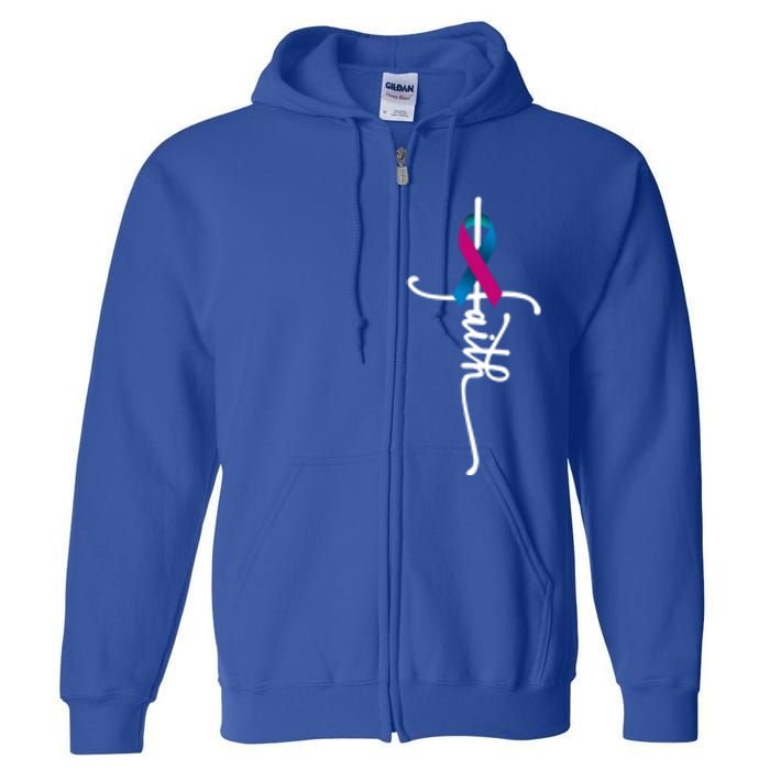 Thyroid Cancer Faith Thyroid Cancer Awareness Support Cool Gift Full Zip Hoodie